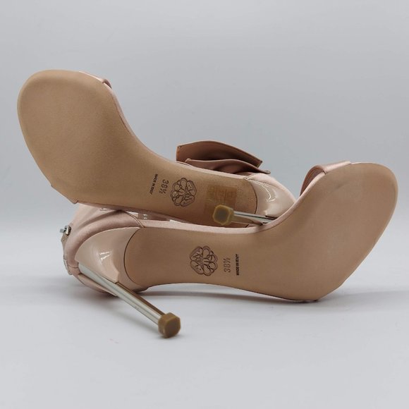 Alexander Mcqueen Pin Heel Nude Bow Sandals - Picture 8 of 14
